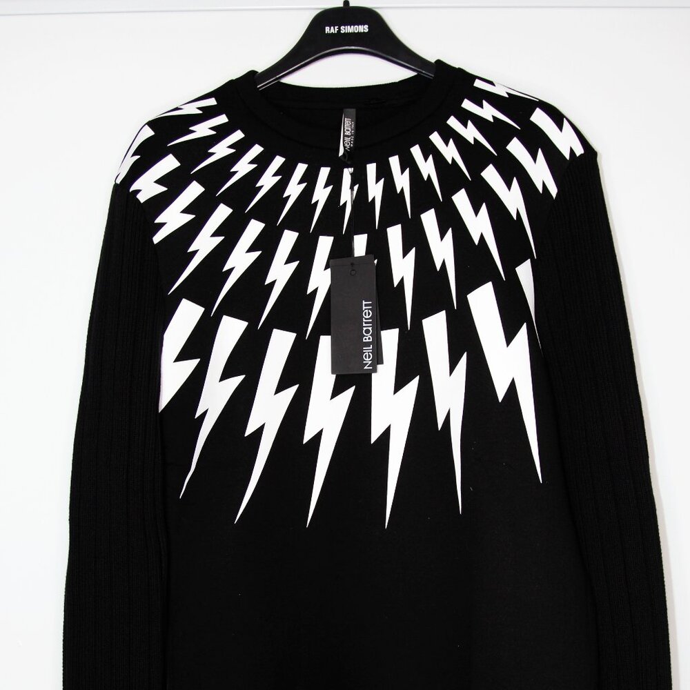 BNWT NEIL BARRETT THUNDERBOLT KNIT RIBBED SLEEVES SWEATER M